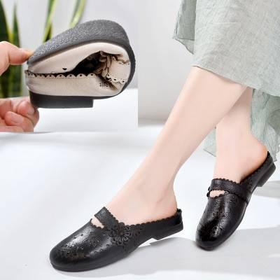 真皮明星网红半拖鞋女,真皮明星网红引领潮流新趋势